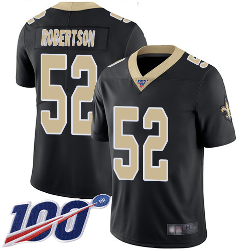 Men New Orleans Saints Limited Black Craig Robertson Home Jersey NFL Football 52 100th Season Vapor Untouchable Jersey